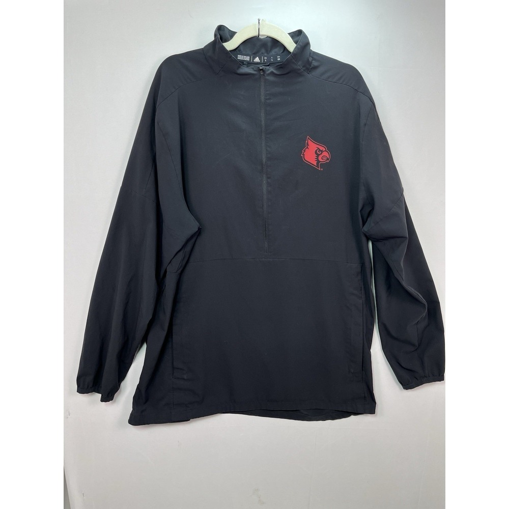 Adidas Louisville Cardinals Climalite 1/4 Zip Pullover Jacket Black Red Mens L